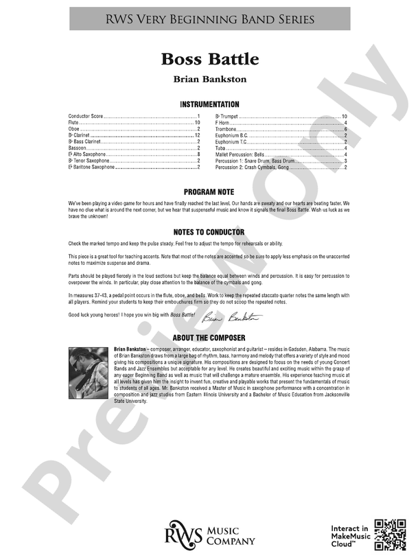 Boss Battle - Concert Band Conductor Score & Parts(Digital Download)