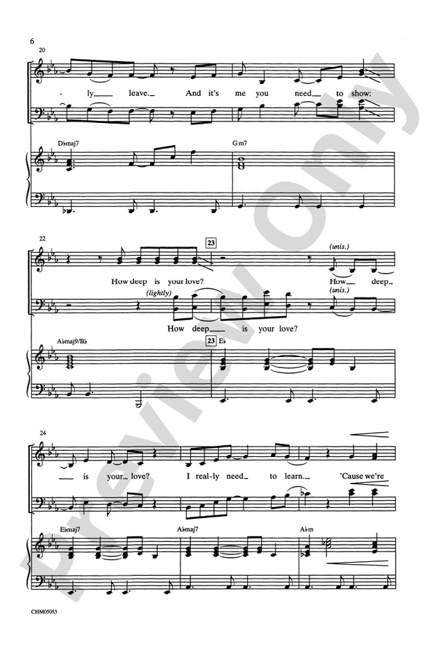 How Deep Is Your Love – SATB Choral Octavo (Digital Download)