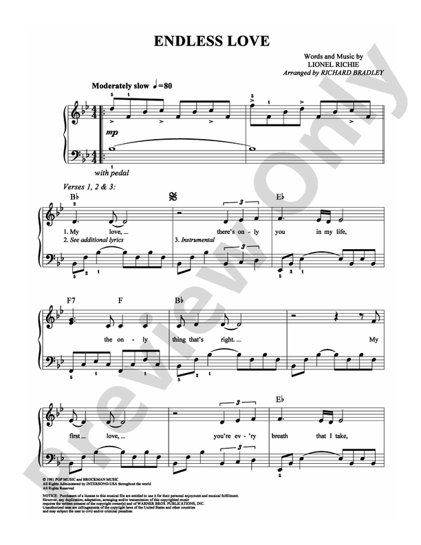 Endless Love - Arr. Richard Bradley - Easy Piano (Digital Download)