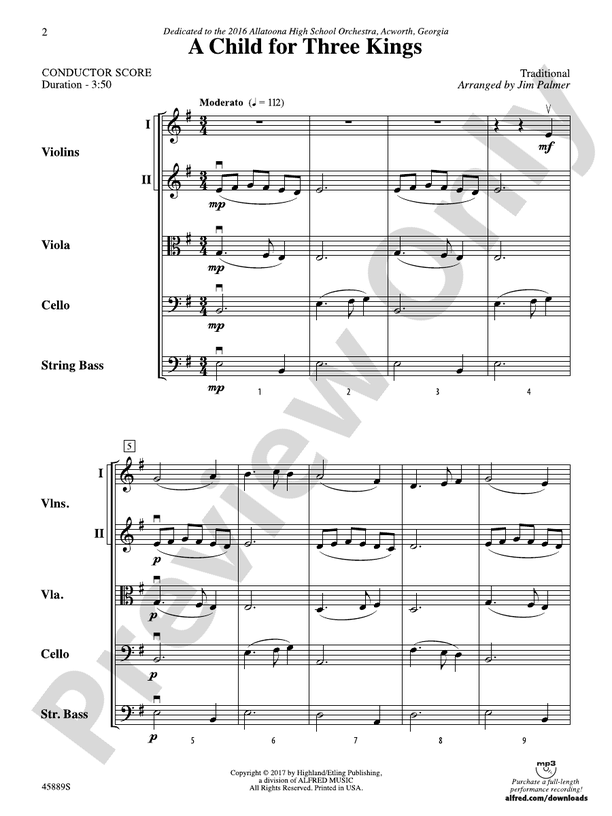 A Child for Three Kings - String Orchestra Conductor Score & Parts (Digital Download)