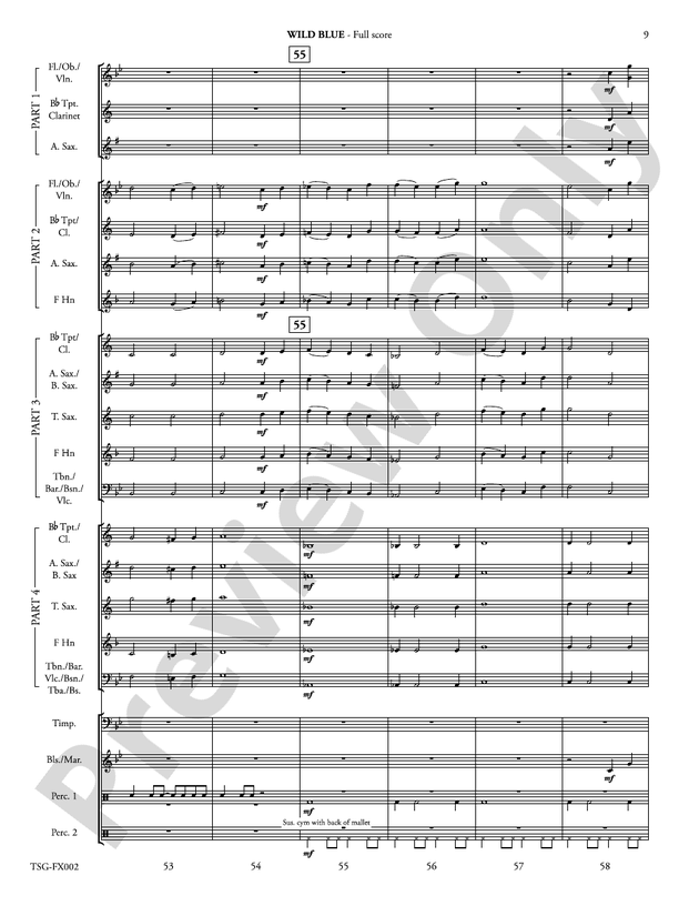 Wild Blue (Flexible Arrangement) - Concert Band Conductor Score & Parts (Digital Download)