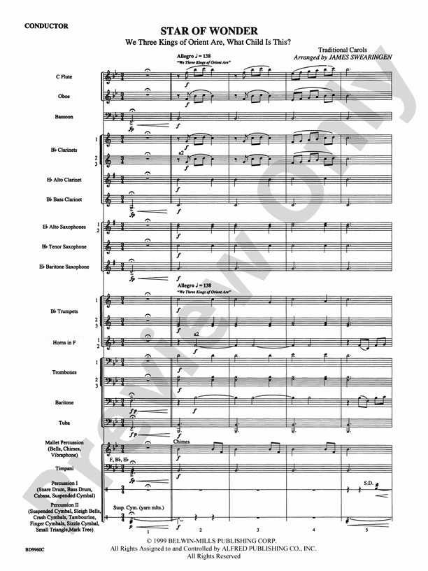 Star of Wonder - Concert Band Conductor Score & Parts (Digital Download)