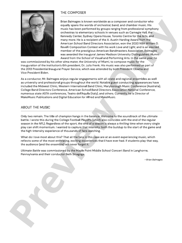 Ultimate Battle – Concert Band Conductor Score & Parts (Digital Download)