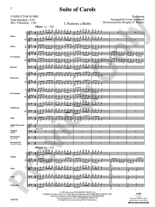 Suite of Carols – Full Orchestra Conductor Score & Parts (Digital Download)