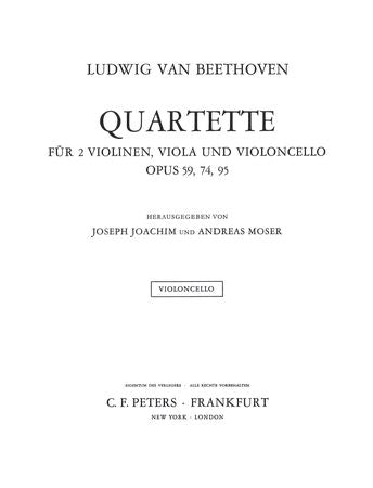 Beethoven - String Quartets Complete Vol.2 Opus 59. 74 and 95 - Cello Part (Digital Download)