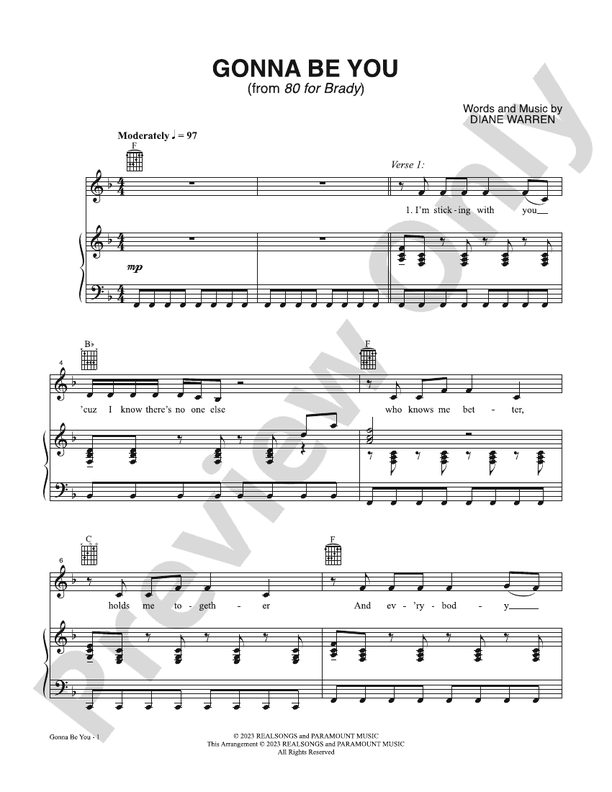 Gonna Be You (from 80 for Brady) - PVG (Digital Download)