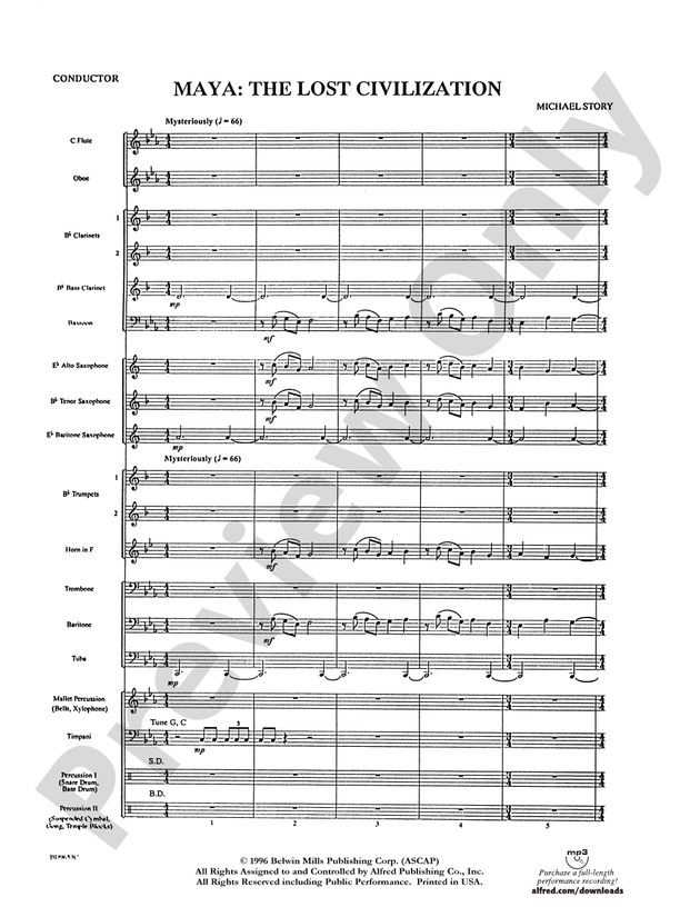 Maya: The Lost Civilization - Concert Band Conductor Score & Parts (Digital Download)