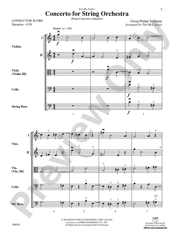 Concerto for String Orchestra (from Concerto a Quattro) – String Orchestra Conductor Score & Parts (Digital Download)