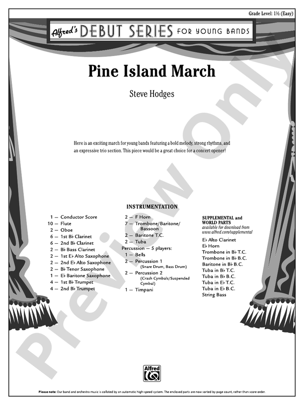 Pine Island March - Concert Band Conductor Score & Parts (Digital Download)