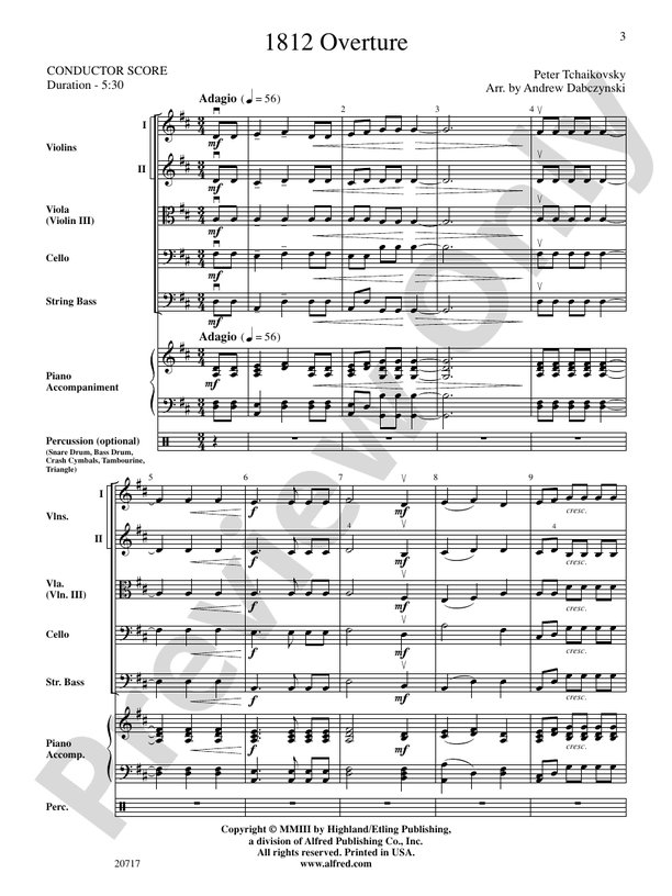 1812 Overture – String Orchestra Conductor Score & Parts (Digital Download)