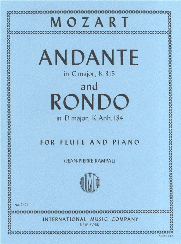 Mozart - Andante in Cmaj  K315 & Rondo in Dmaj KAnh184 - Flute/Piano Accompaniment IMC IMC2474
