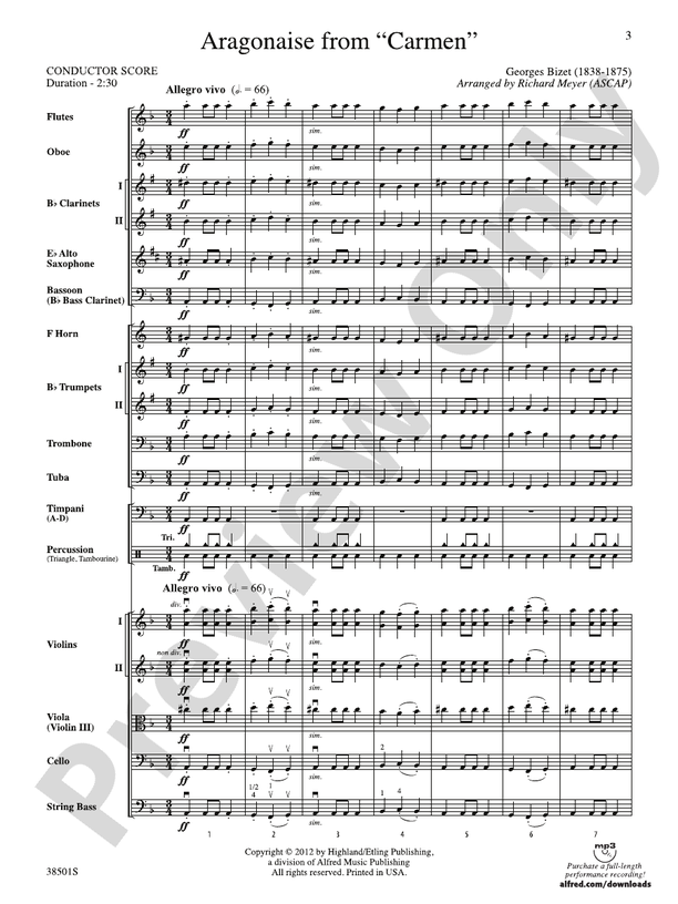 Aragonaise from Carmen – Ful Orchestra Conductor Score & Parts (Digital Download)