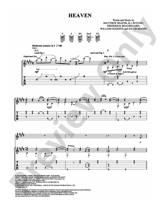 Heaven - Guitar TAB (Digital Download)