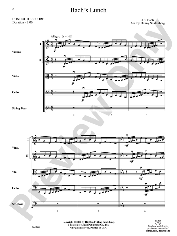 Bach's Lunch – String Orchestra Conductor Score & Parts (Digital Download)