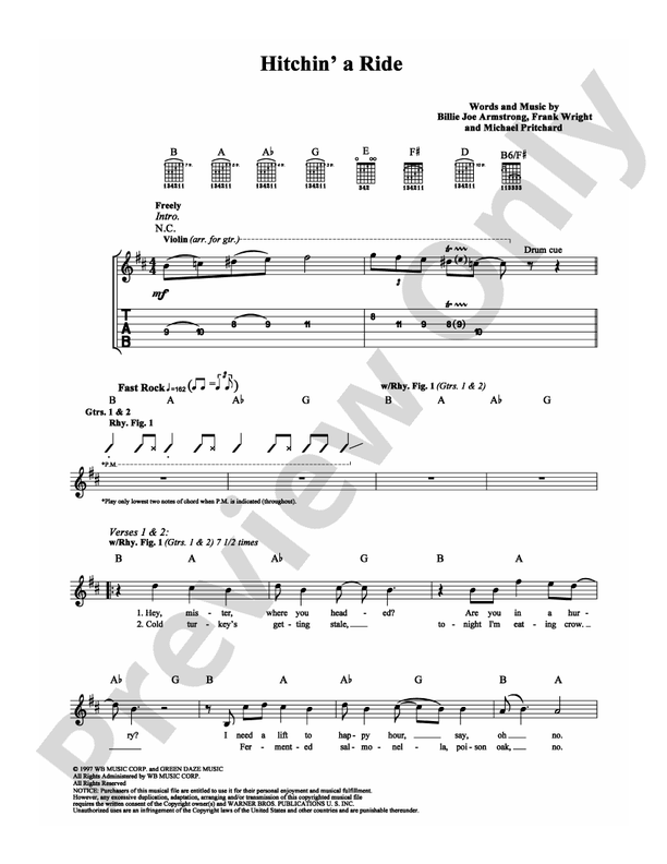 Hitchin' a Ride - Guitar TAB (Digital Download)