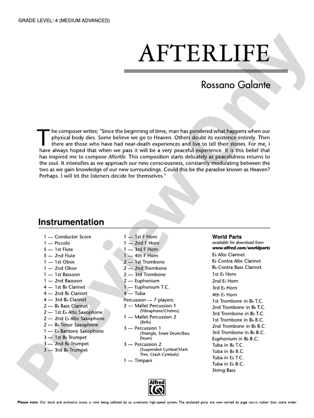 Afterlife - Concert Band Conductor Score & Parts (Digital Download)