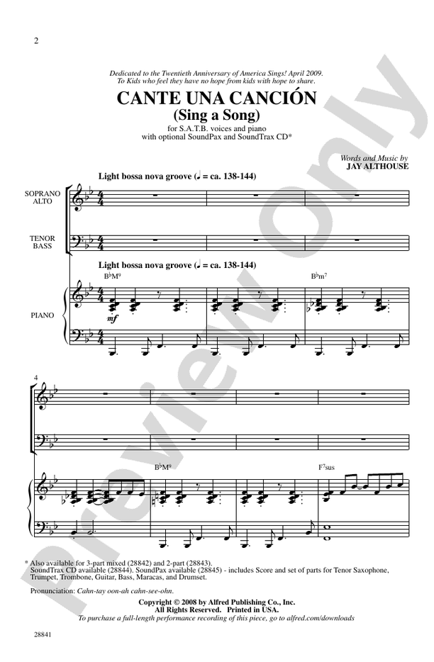 Cante una Cancion (Sing a Song) – SATB Choral Octavo (Digital Download)