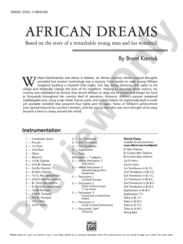 African Dreams - Concert Band Conductor Score & Parts (Digital Download)