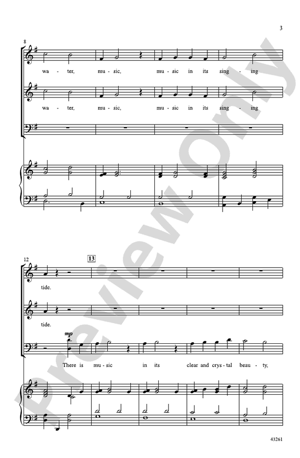 Music in the Water – 3-Part Mixed Choral Octavo (Digital Download)
