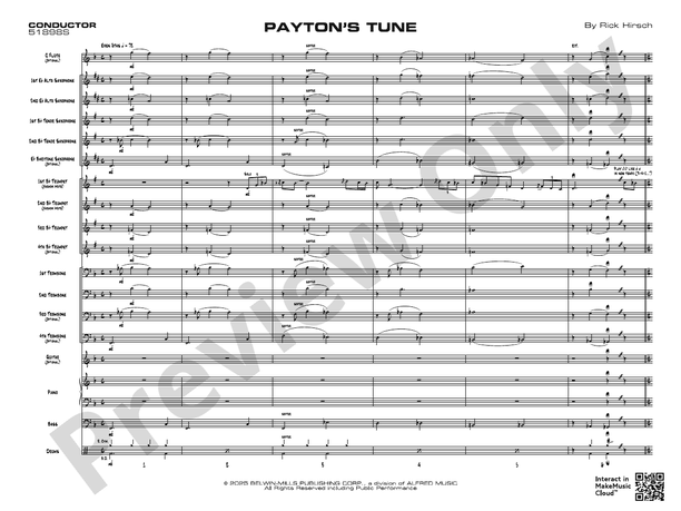 Payton's Tune – Jazz Ensemble Conductor Score & Parts (Digital Download)