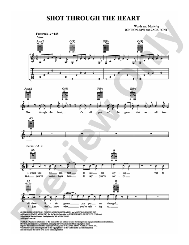 Shot Through the Heart - Easy Guitar (Digital Download)