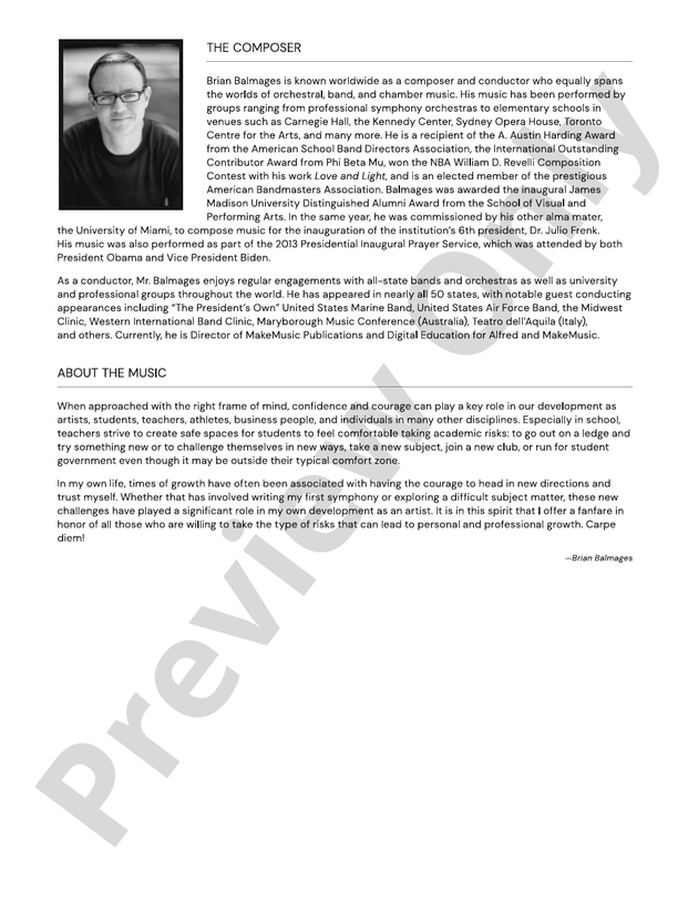 Fanfare for the Fearless - Concert Band Conductor Score & Parts(Digital Download)