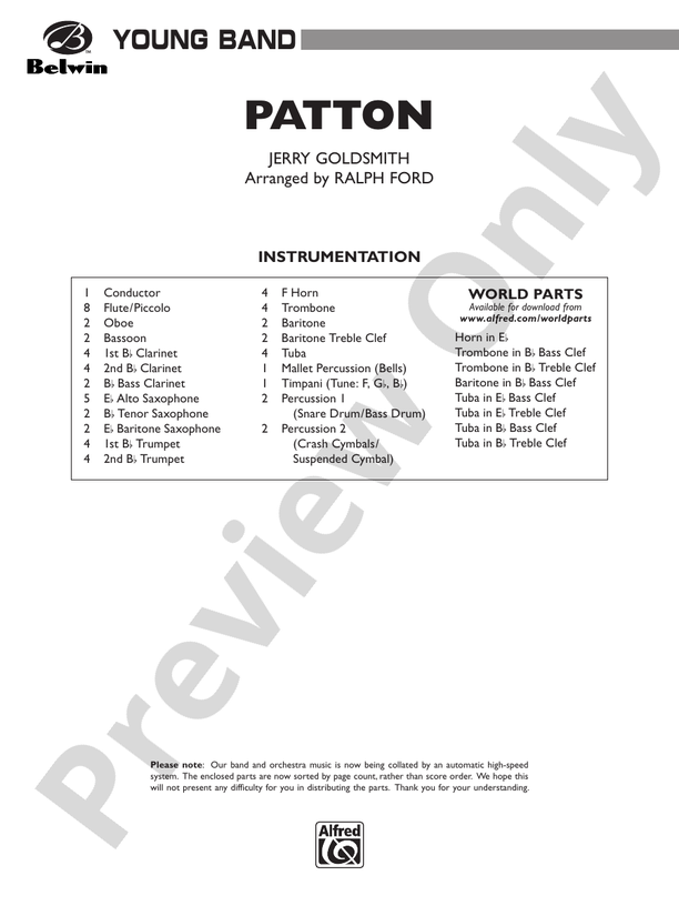 Patton - Concert Band Conductor Score & Parts (Digital Download)