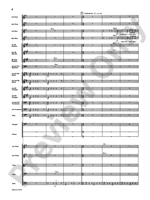 Capriccio Italienne – Full Orchestra Conductor Score & Parts (Digital Download)