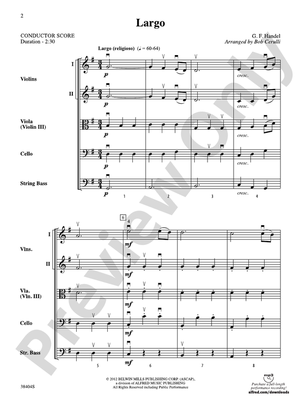 Largo (Grade 2) – String Orchestra Conductor Score & Parts (Digital Download)