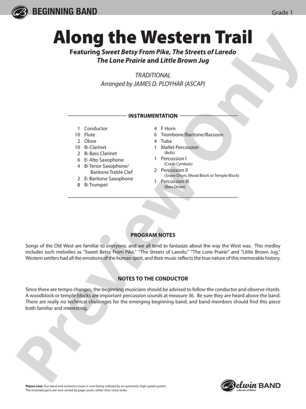 Along the Western Trail - Concert Band Conductor Score & Parts (Digital Download)