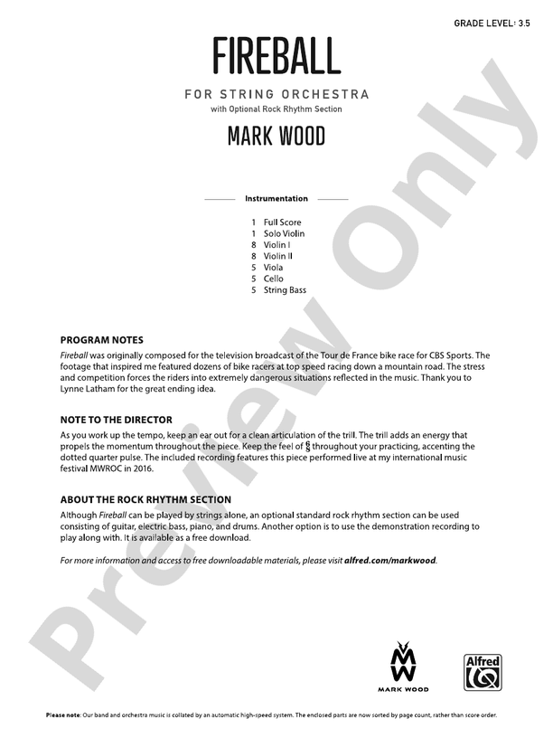 Fireball - String Orchestra Conductor Score & Parts (Digital Download)
