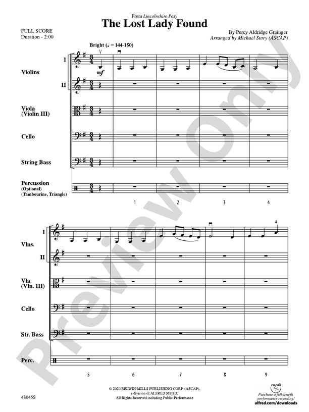 The Lost Lady Found - String Orchestra Conductor Score & Parts (Digital Download)