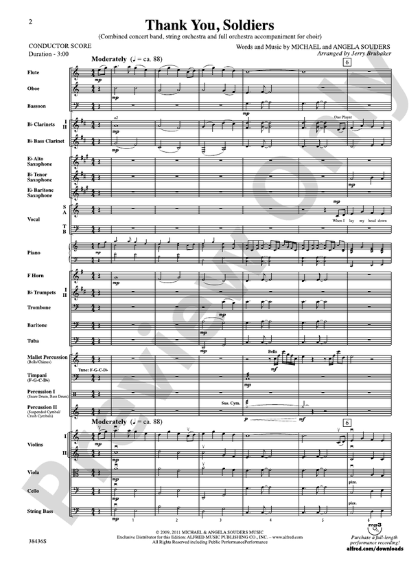 Thank You, Soldiers – Full Orchestra Conductor Score & Parts (Digital Download)