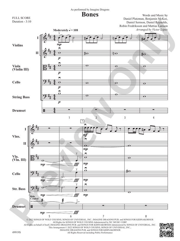 Bones - String Orchestra Conductor Score & Parts (Digital Download)