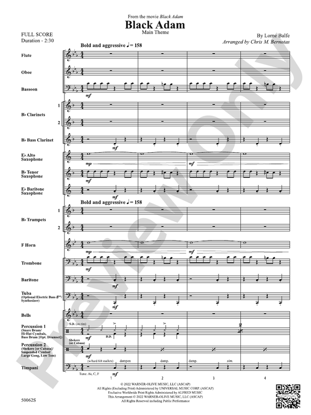 Black Adam - Concert Band Conductor Score & Parts (Digital Download)