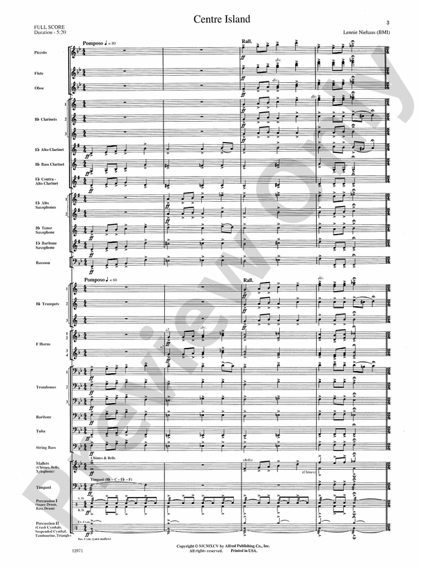 Centre Island - Concert Band Conductor Score & Parts (Digital Download)