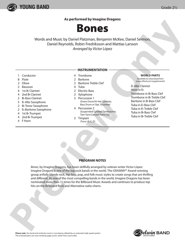Bones - Concert Band Conductor Score & Parts (Digital Download)