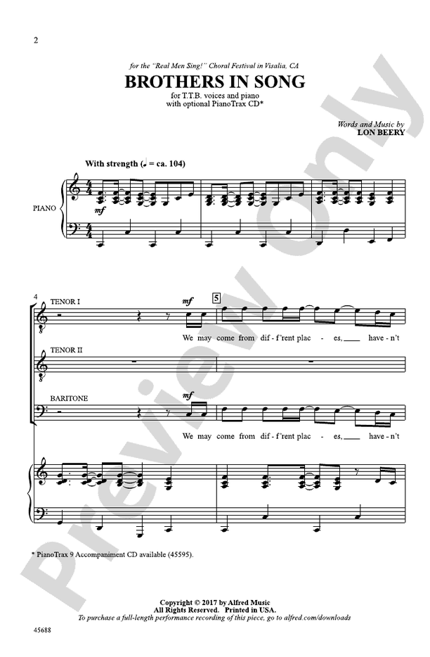 Brothers in Song – TTB Choral Octavo (Digital Download)