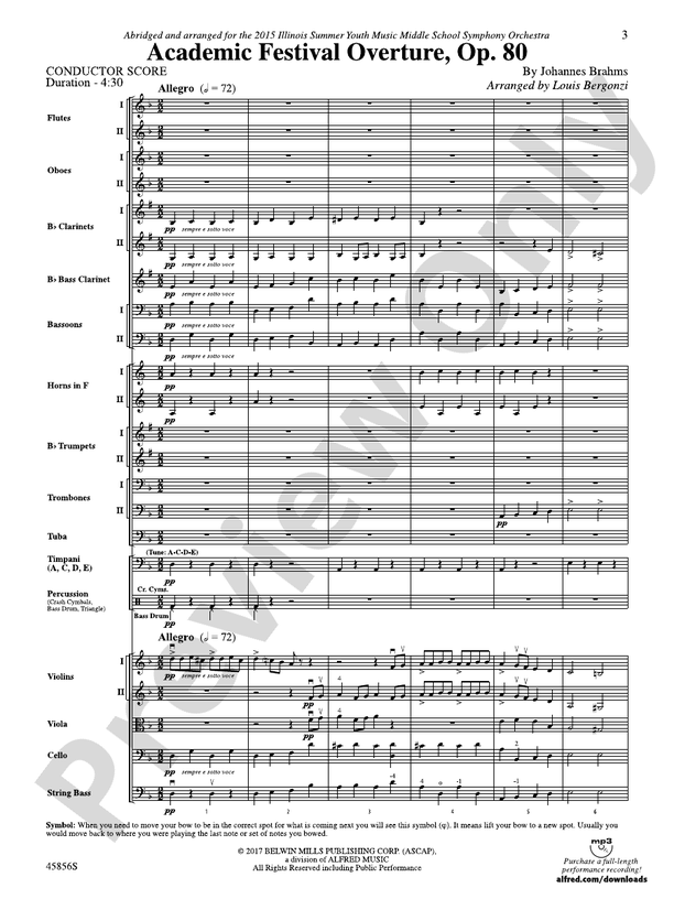 Academic Festival Overture, Op. 80 – Full Orchestra Conductor Score & Parts (Digital Download)