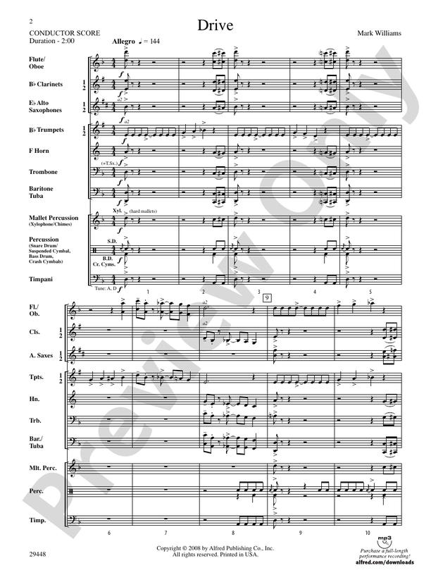 Drive - Concert Band Conductor Score & Parts (Digital Download)