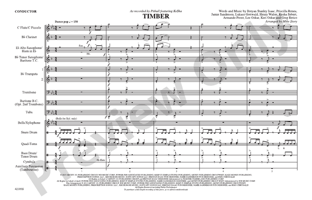 Timber – Marching Band Conductor Score & Parts (Digital Download)