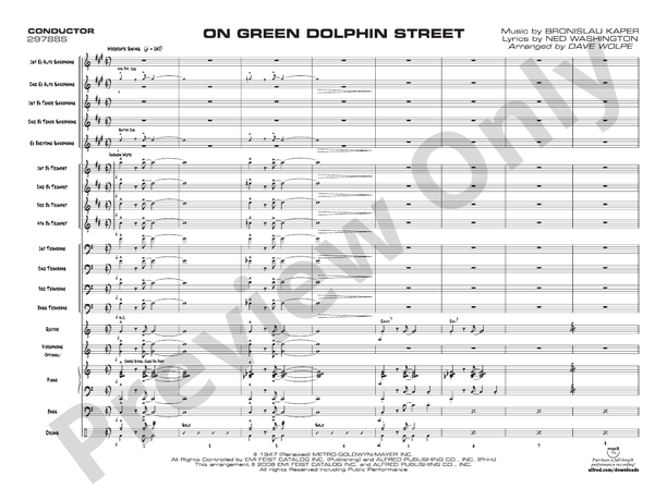 On Green Dolphin Street - Jazz Ensemble Conductor Score & Parts(Digital Download)