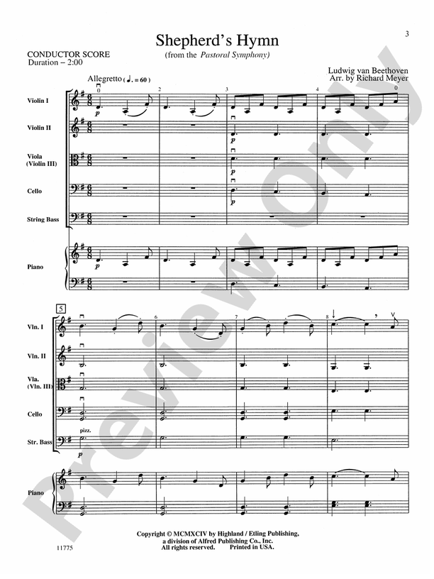 Shepherd's Hymn – String Orchestra Conductor Score & Parts (Digital Download)