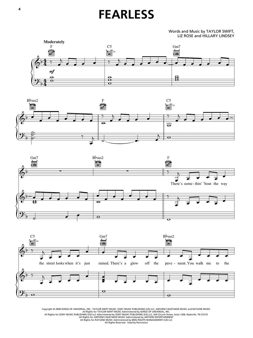Taylor Swift - Fearless (Taylor's Version) - PVG Hal Leonard 368953