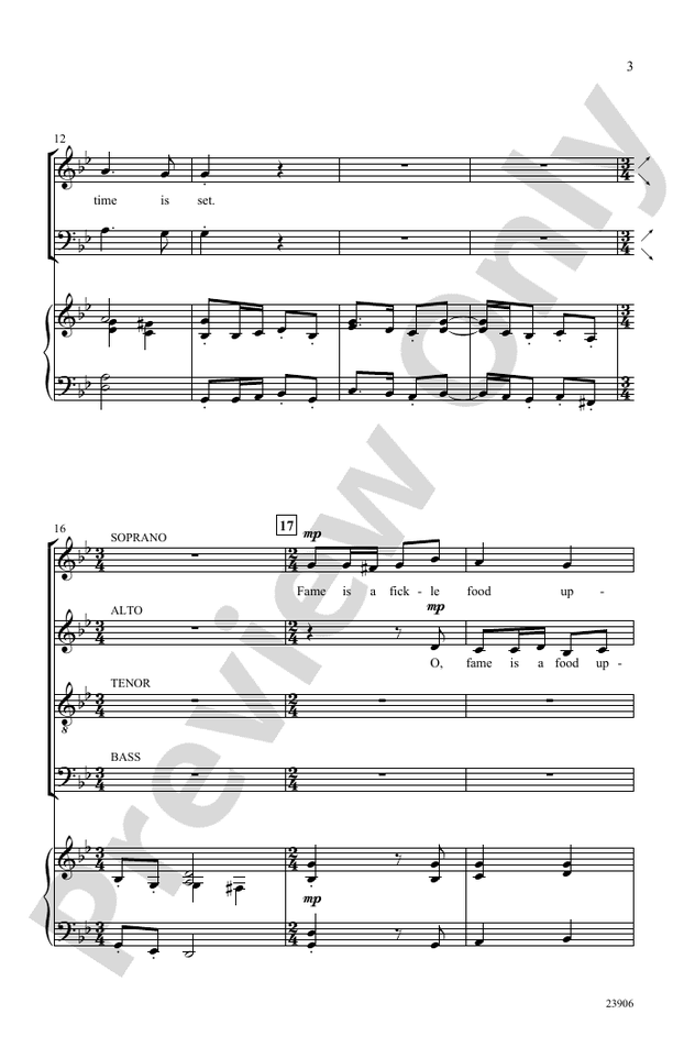 Fame Is a Fickle Food – SATB Choral Octavo (Digital Download)