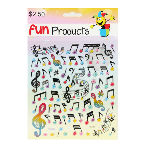 Stickers - brightly coloured musical symbol stickers.