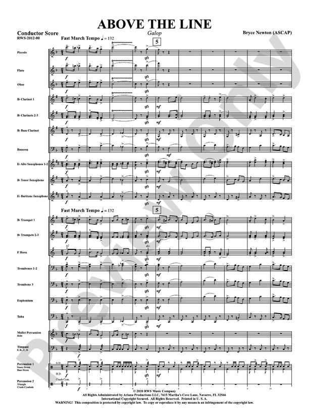 Above the Line - Galop - Concert Band Conductor Score & Parts (Digital Download)