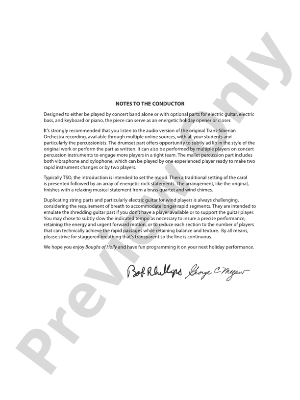 Boughs of Holly - Concert Band Conductor Score & Parts (Digital Download)