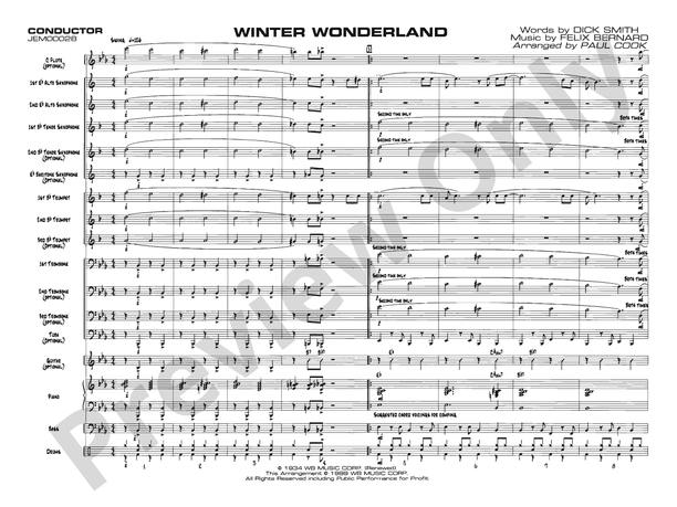 Winter Wonderland (Grade 1) - Jazz Ensemble Conductor Score & Parts (Digital Download)