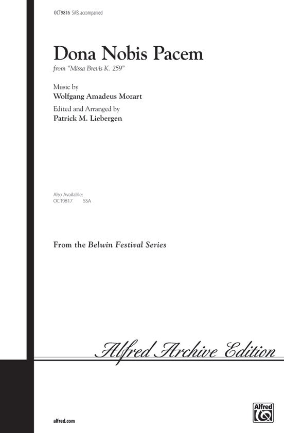 Dona Nobis Pacem (from Missa Brevis, K. 259) – SAB Choral Octavo (Digital Download)